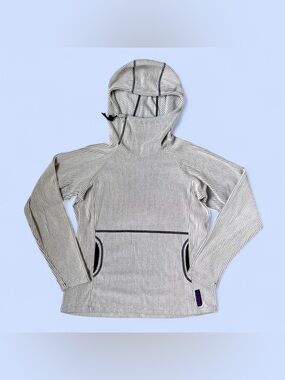 Melanzana Melly Women’s Micro Grid Fleece Hoodie Cream Ivory Stone Gray White S